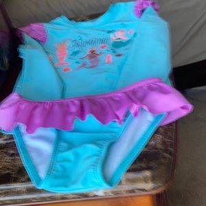 Blue and lavender swimsuit two-piece